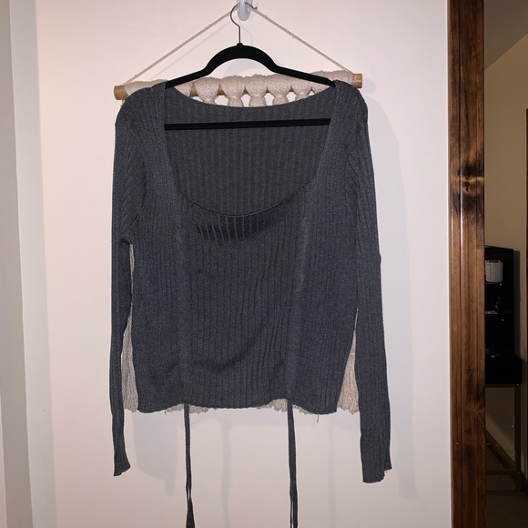 SHEIN | gray ruched sweater top - Picture 2 of 4